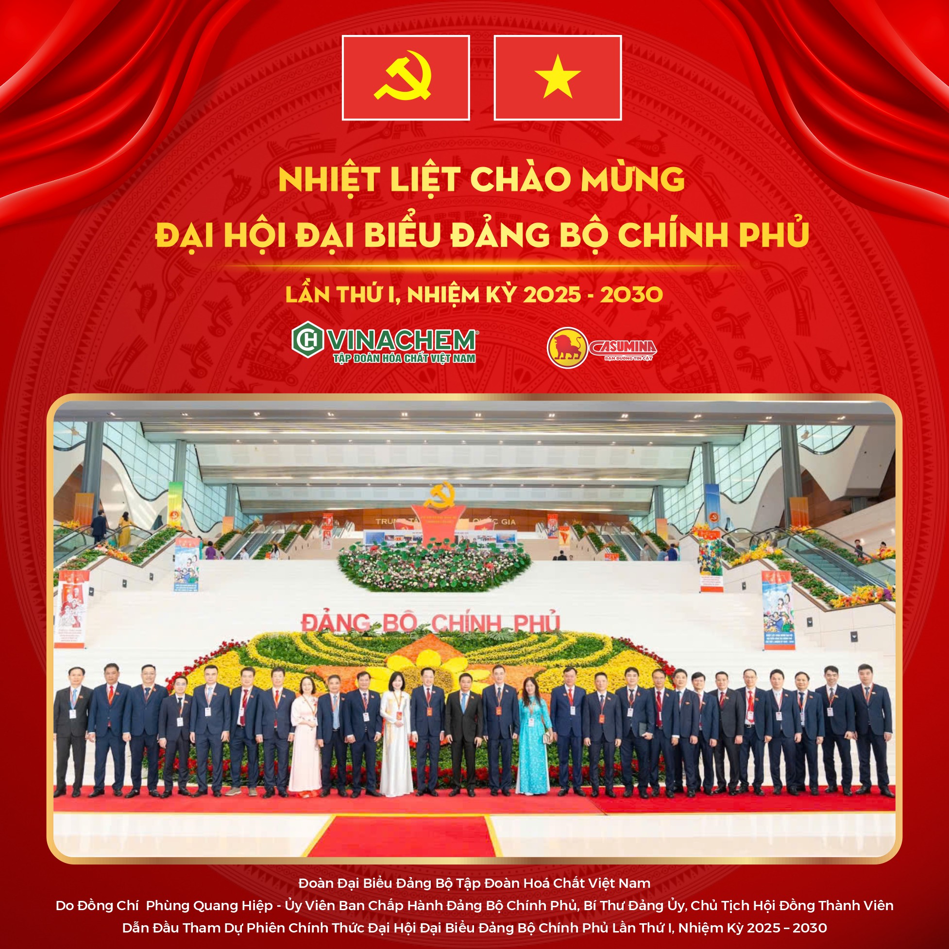 Ngày 13/10/2025, đoàn đại biểu đảng bộ vinachem tham dự phiên chính thức đại hội đại biểu đảng bộ chính phủ lần thứ i, nhiệm kỳ 2025 – 2030